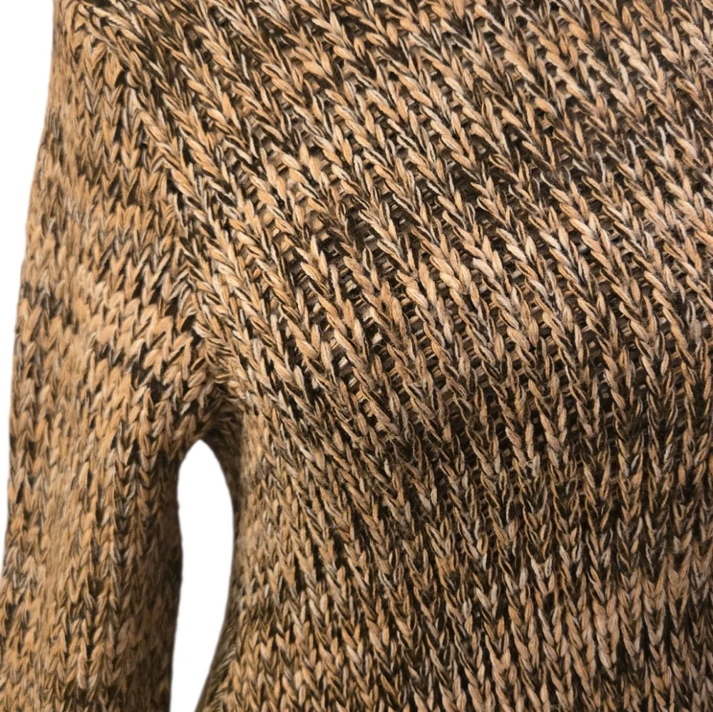 Vintage Necessary Objects Knit Brown Asymetric Turtleneck Sweater Sz M